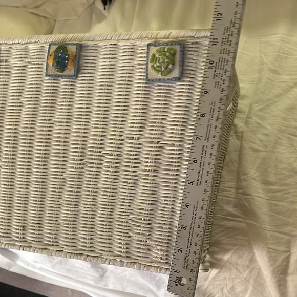 Vintage wicker seashore magazine basket white solofficialkw.com
